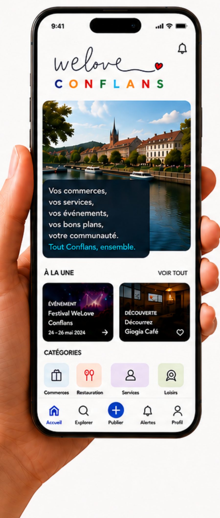 L'application WeLove Conflans sur mobile